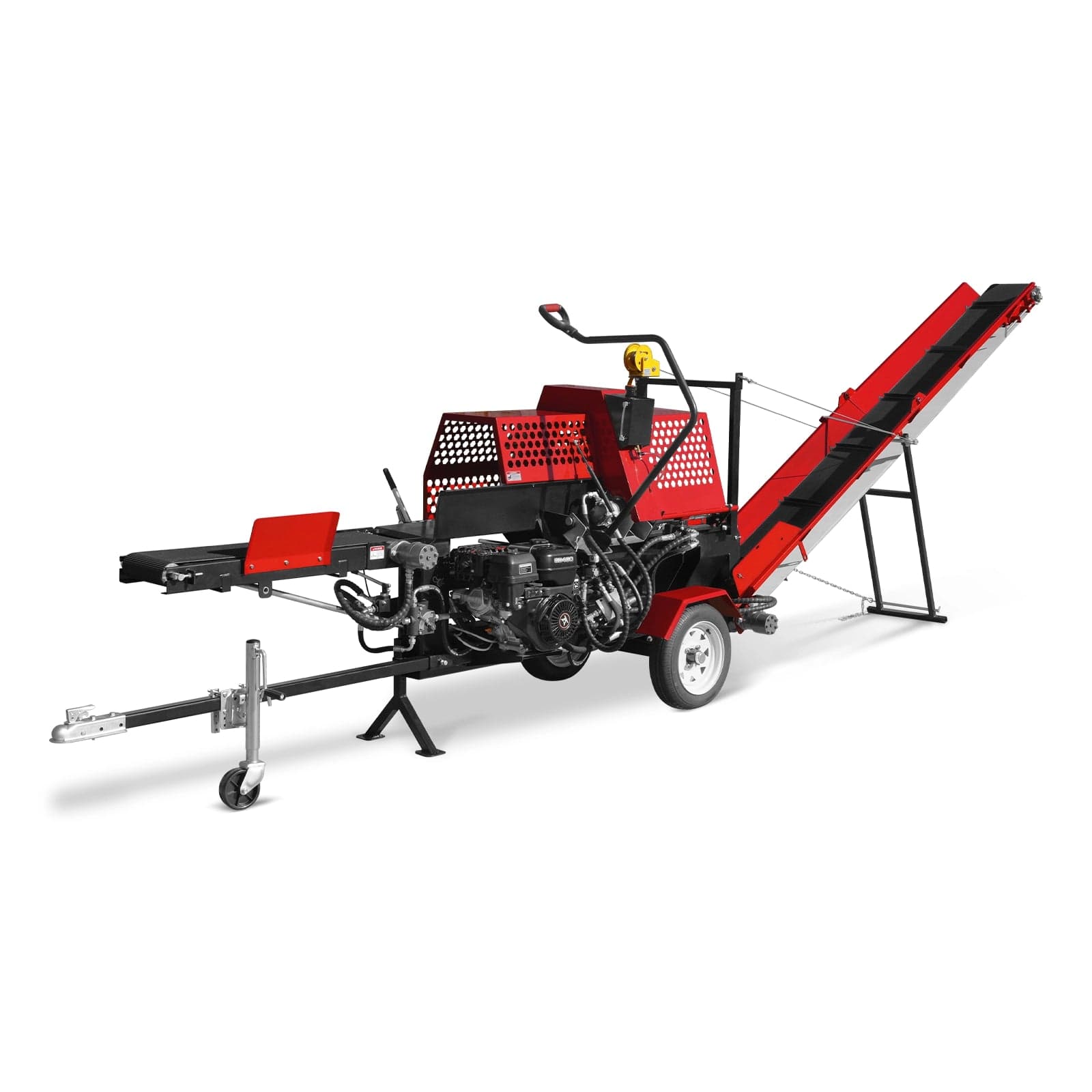 Firewood log splitter processor with conveyor and 20 ton splitting force, from Machinery Group UK