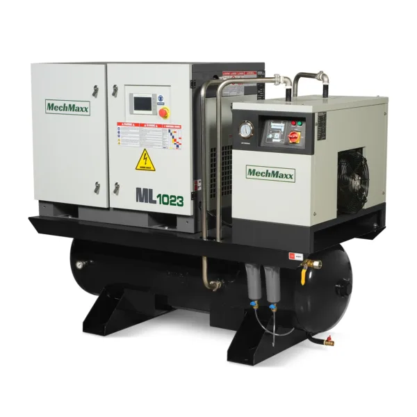 10HP Combined Rotary Screw Air Compressor with Dryer & 66-Gal ASME Tank | 32 CFM, 116 PSI, 230V 3-Phase – Industrial Grade