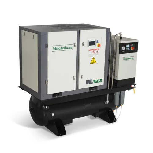 15HP Combined Rotary Screw Air Compressor with Dryer & 105-Gal ASME Tank | 45 CFM, 116 PSI, 230V 3-Phase – Industrial Grade