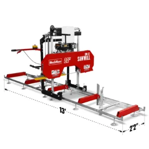 22" Portable Sawmill, 274cc 8.1HP Gasoline Engine, 18" Board Width, 13' Track Length , SM-22