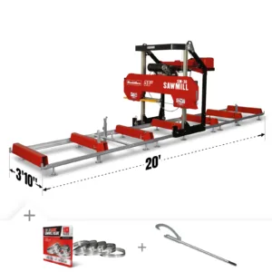 36" MAX Portable Sawmill, 25HP 688cc HONDA GX690 V-Twin Engine, 35" Board Width, 20' Track Length, (10 x Blades Included), SM-36HMAX