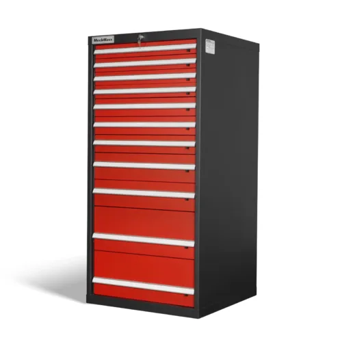 Heavy Duty Modular Drawer Cabinet – 11 Drawer, 59" H x 28.5" W x 28.5" D Tool Storage Organizer, Steel Construction